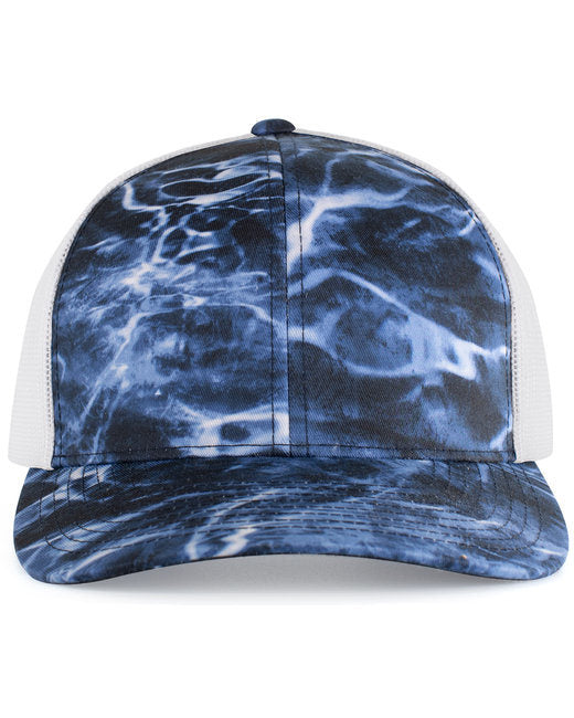 Pacific Headwear 107C Snapback Trucker Hat Doba OS BLUEFIN/ WHITE
